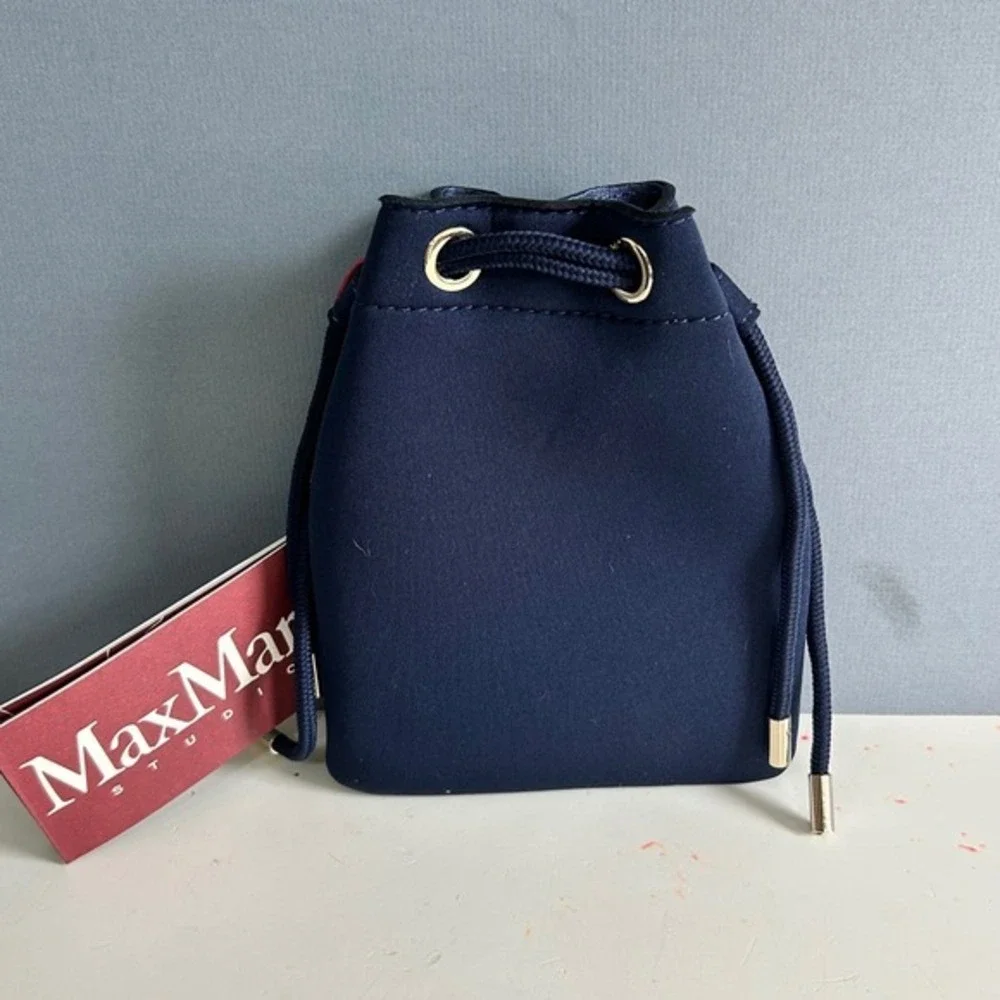 Max Mara Studio Neoprene Drawstring Travel Pouch Blue‎ Beauty Case  NWT